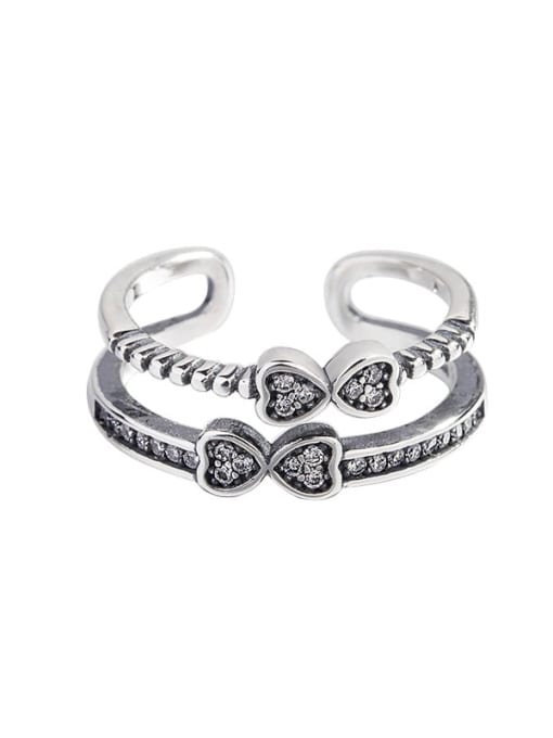 HAHN 925 Sterling Silver Cubic Zirconia Bowknot Vintage Midi Ring
