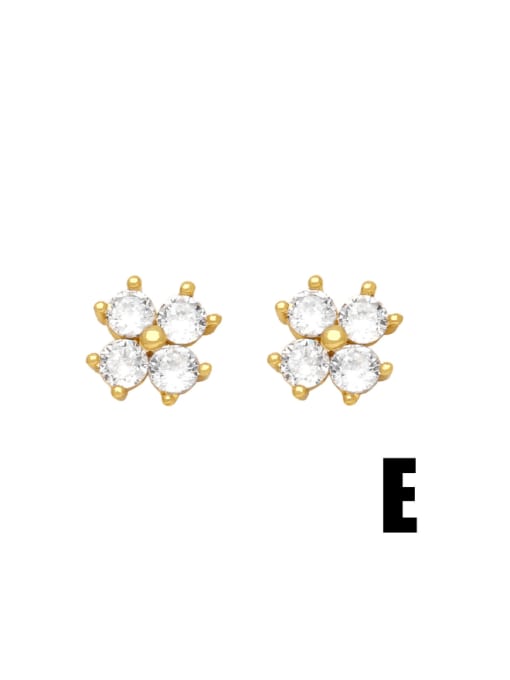 E Brass Cubic Zirconia Cross Dainty Stud Earring
