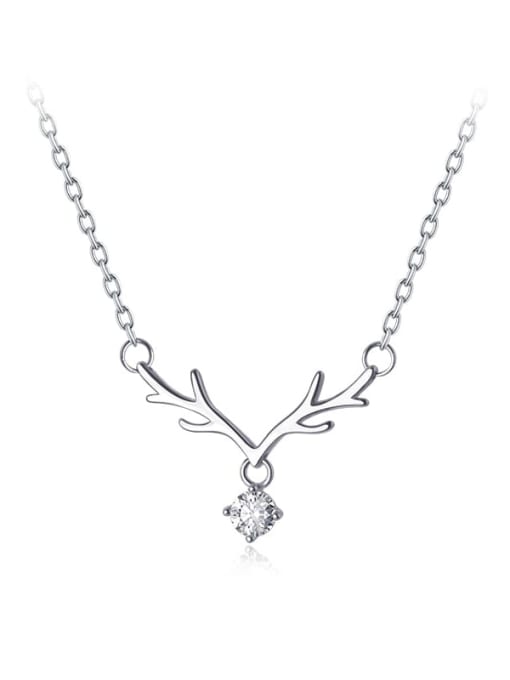 Rosh 925 Sterling Silver Rhinestone Deer Minimalist Necklace 0