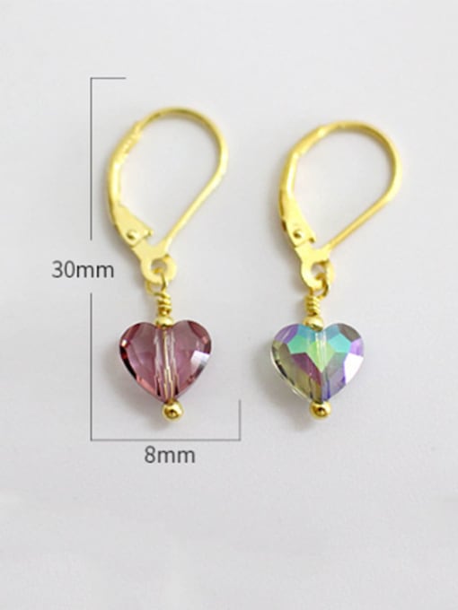 DAKA 925 Sterling Silver Crystal Multi Color Heart Minimalist Huggie Earring 4