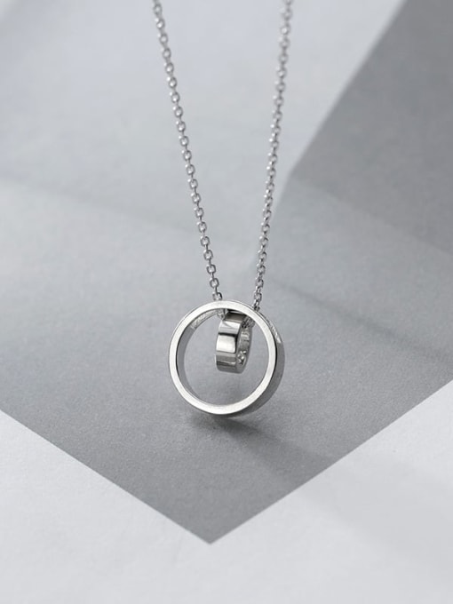 Rosh 925 Sterling Silver Rhinestone Geometric Minimalist Pendant Necklace