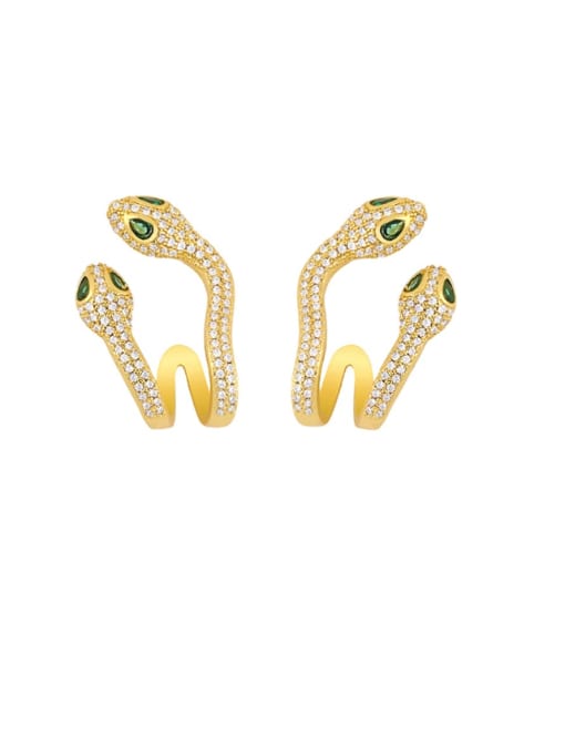 Graph color Brass Cubic Zirconia Snake Vintage Stud Earring