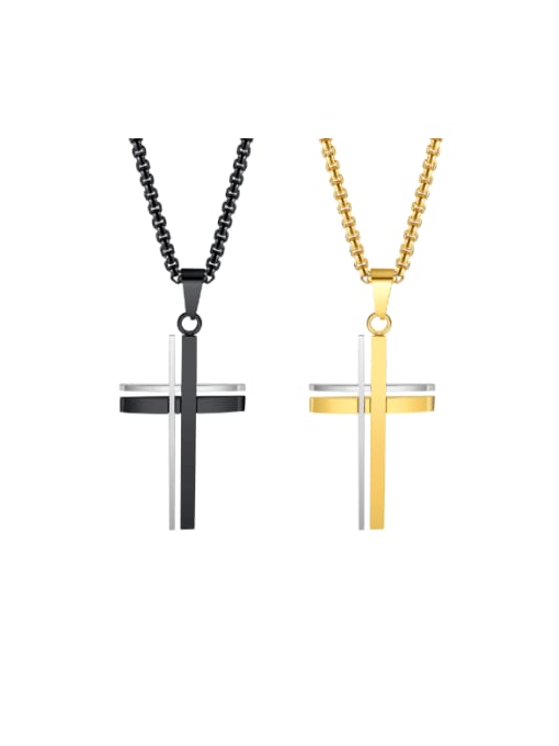 CONG Stainless steel Cross Hip Hop Regligious Necklace