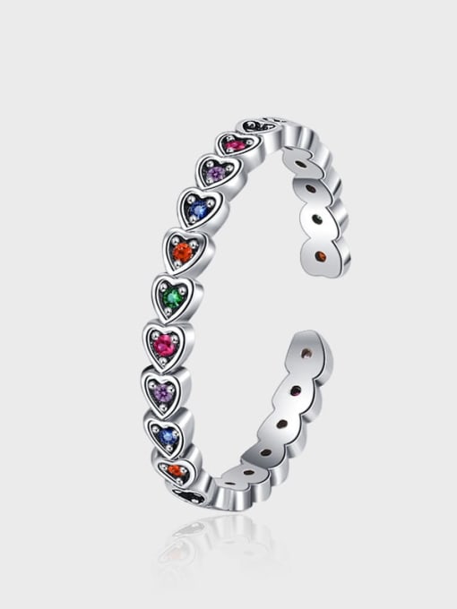 KDP1267 925 Sterling Silver Cubic Zirconia Heart Vintage Band Ring