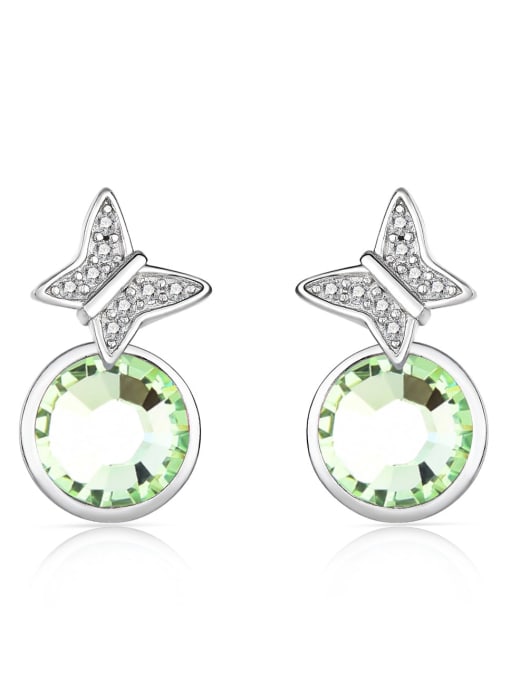 JYEH 006 (light green) 925 Sterling Silver Austrian Crystal Butterfly Classic Stud Earring