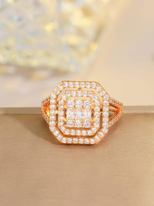 champagne gold Brass Cubic Zirconia Geometric Luxury Bracelet