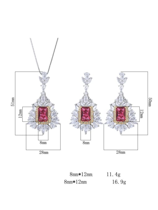 ROSS Brass Cubic Zirconia Luxury Geometric Earring and Necklace Set 3