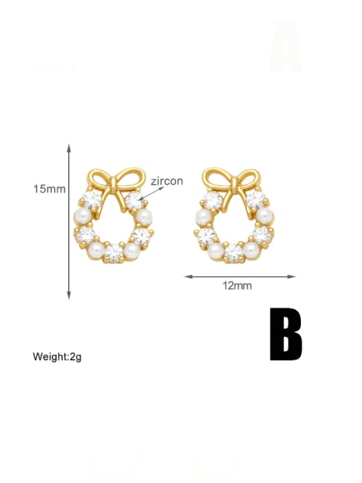 B Brass Imitation Pearl Bowknot Trend Stud Earring