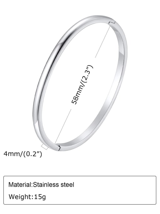 Steel color Stainless steel Round Minimalist Band Bangle