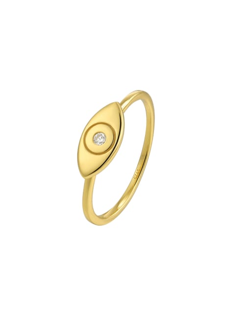 golden 925 Sterling Silver Evil Eye Minimalist Band Ring