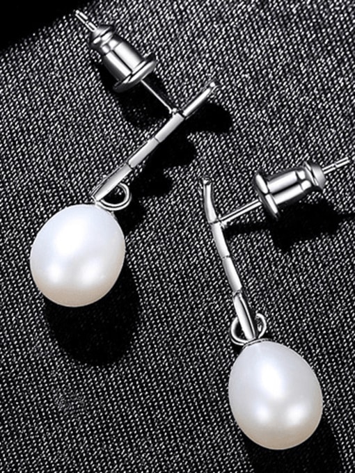 White 4h06 925 Sterling Silver Freshwater Pearl Irregular Dainty Drop Earring