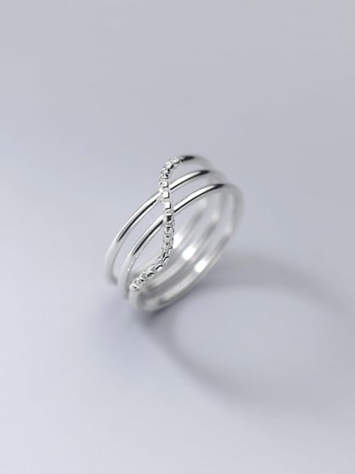 Rosh 925 Sterling Silver Rhinestone Geometric Minimalist Stackable Ring
