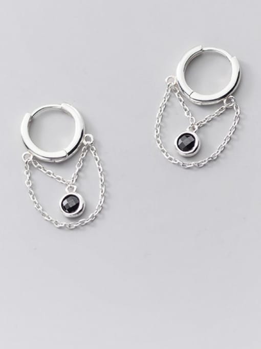 Rosh 925 Sterling Silver Rhinestone Chain Tassel Minimalist Threader Earring 3