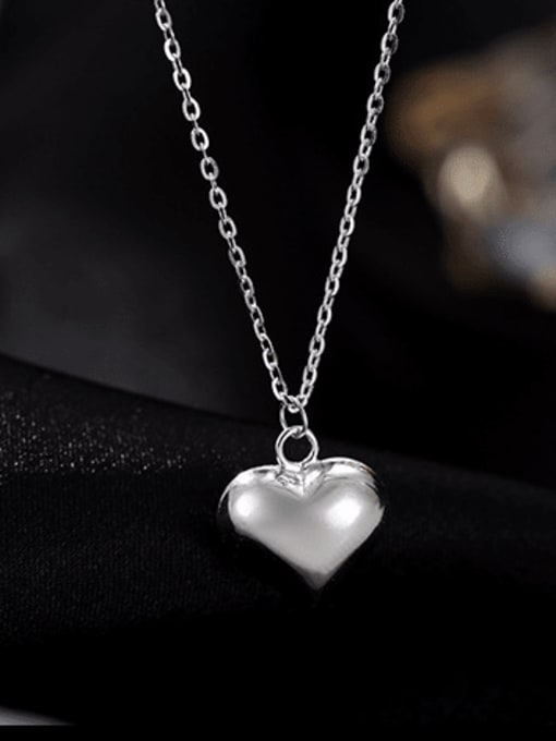 BeiFei Minimalism Silver 925 Sterling Silver Heart Minimalist Necklace 2