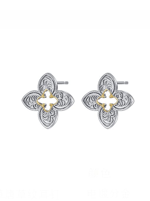 KDP1681 925 Sterling Silver Clover Dainty Stud Earring