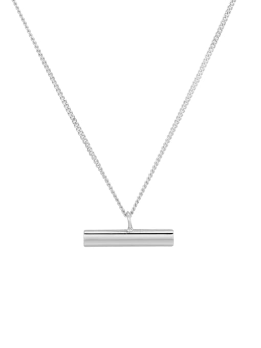 White gold cylindrical necklace 925 Sterling Silver Geometric Minimalist Necklace