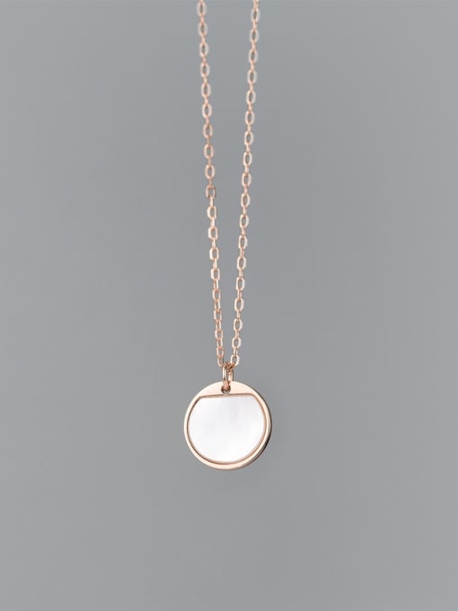 Rosh 925 Sterling Silver Shell Round Minimalist Necklace 3