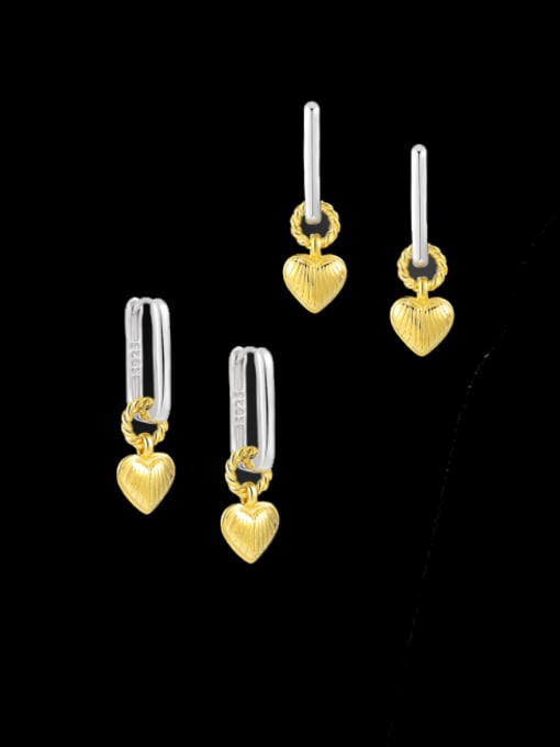 DAKA 925 Sterling Silver Heart Minimalist Huggie Earring