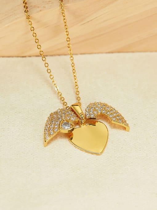 Open Sky Brass Cubic Zirconia Heart Dainty Necklace 2