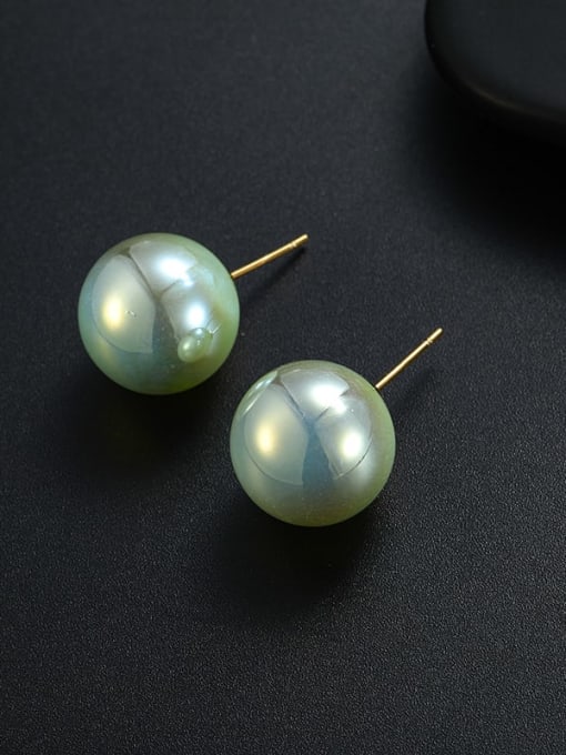16mm green Zinc Alloy Imitation Pearl Round Minimalist Stud Earring