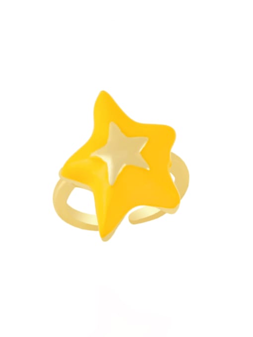 CC Brass Enamel Five-pointed starTrend Band Ring 1