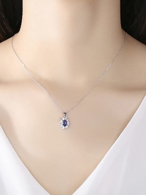 CCUI 925 Sterling Silver Cubic Zirconia Flower Minimalist Necklace 1