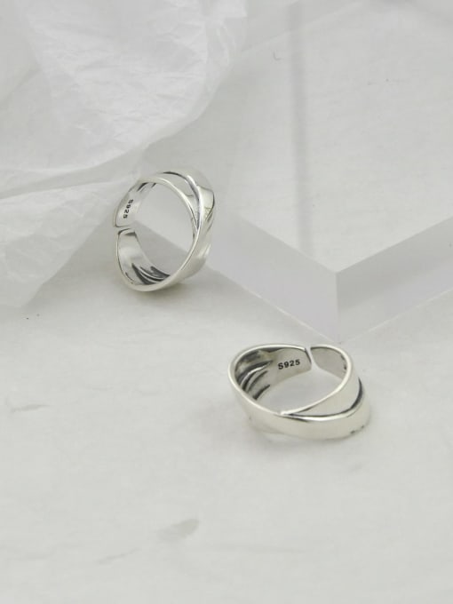 SHUI Vintage  Sterling Silver With  Simplistic Smooth Irregular Free Size Rings 0