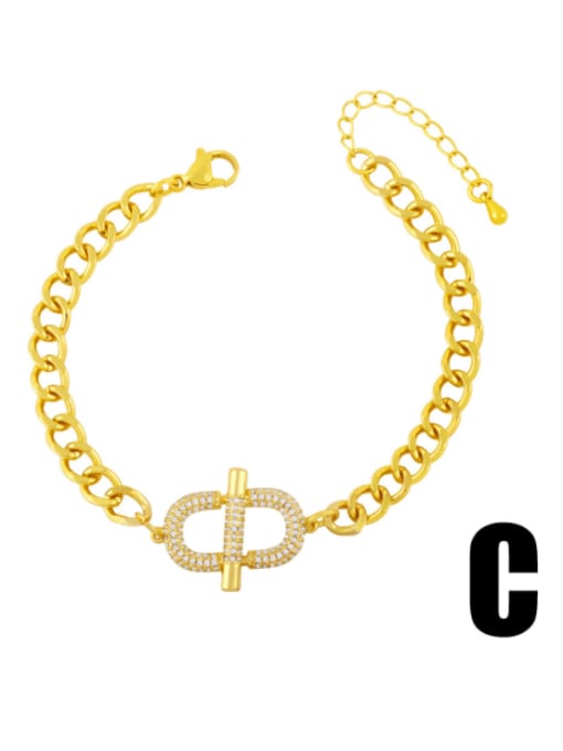 CC Brass Cubic Zirconia Geometric Hip Hop Link Bracelet 3