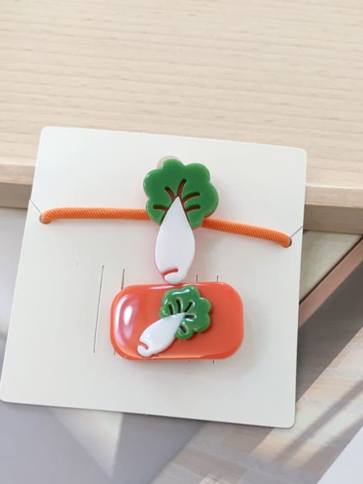 25 Chinese Cabbage Alloy Acrylic Cute Children cartoon animal fruit Hairpin Rubber band Set