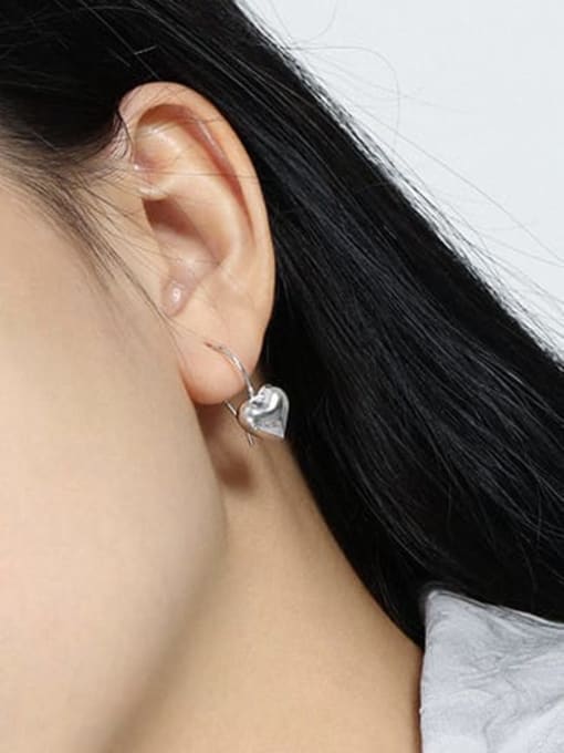 DAKA 925 Sterling Silver Heart Minimalist Hook Earring 1