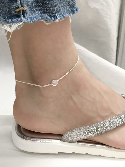 Boomer Cat 925 Sterling Silver  Minimalist  Round   Anklet