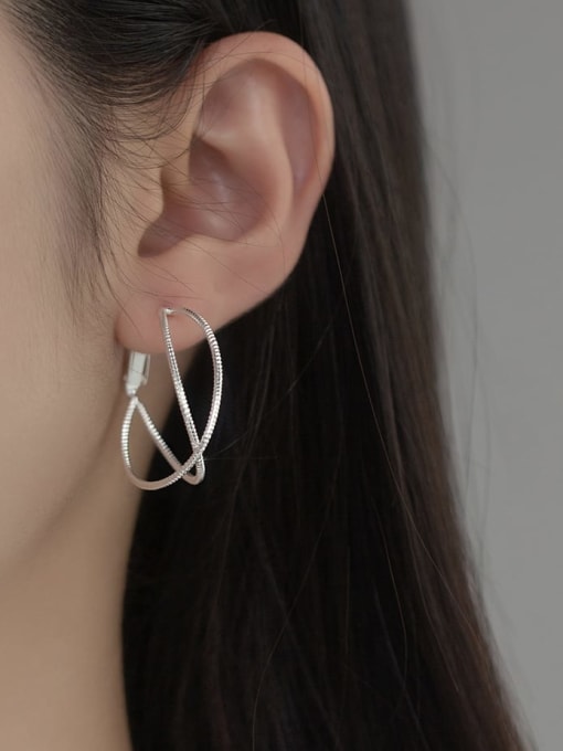 Rosh 925 Sterling Silver Geometric Minimalist Hoop Earring 1