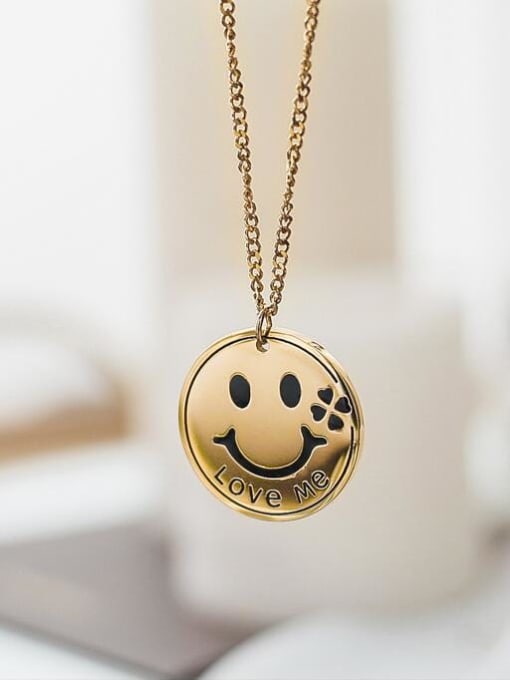 A TEEM Titanium  Minimalist Smiley  pendant Necklace