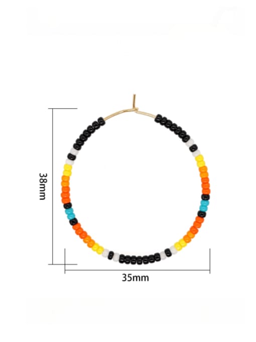 Roxi Multi Color Miyuki Millet Bead  Geometric Bohemia  Handmade Beaded Hoop Earring 3