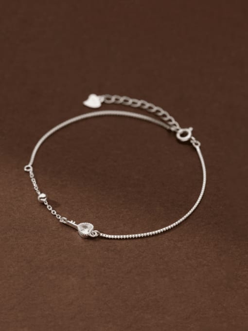 Silver Bracelet 925 Sterling Silver Heart Minimalist Link Bracelet