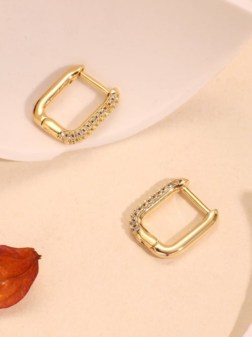 CHARME Brass Cubic Zirconia Geometric Minimalist Huggie Earring 2