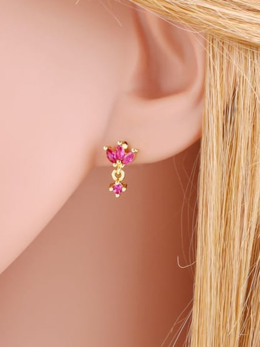 CC Brass Cubic Zirconia Flower Minimalist Stud Earring 1