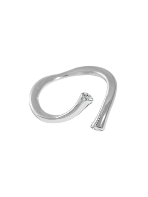 DAKA 925 Sterling Silver Cubic Zirconia Irregular Minimalist Band Ring 4