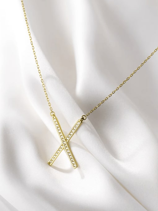 Gold 925 Sterling Silver Cubic Zirconia Cross Minimalist Necklace