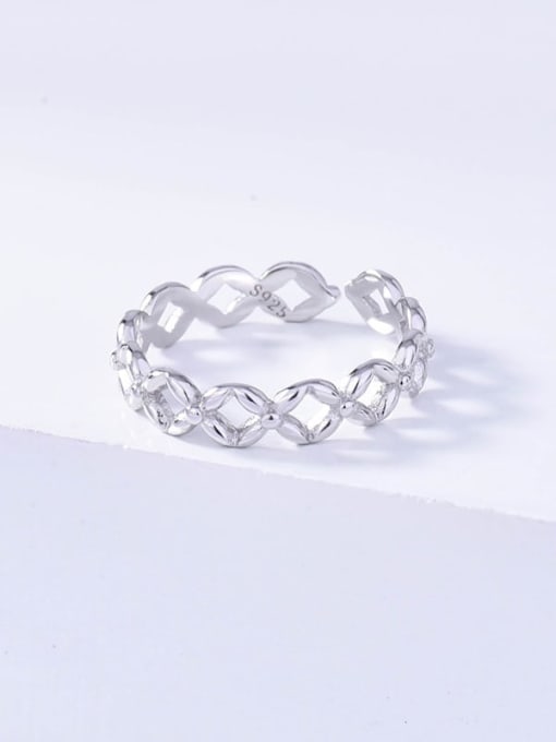 Rd0129 platinum 925 Sterling Silver Hollow Geometric Minimalist Ring