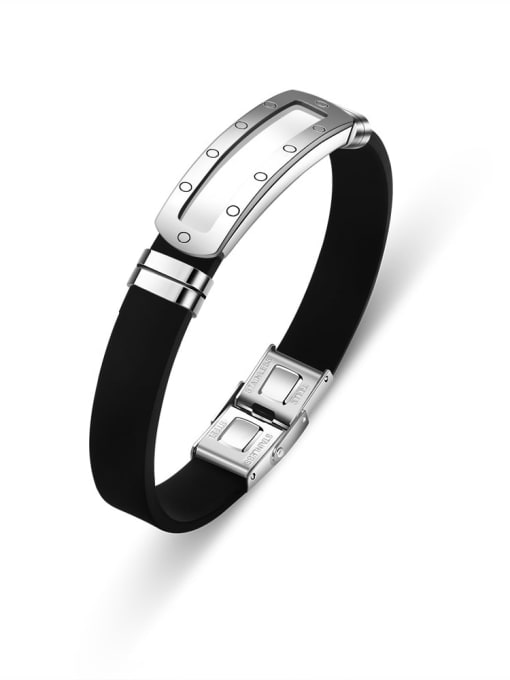 BSL Stainless steel Silicone Heart Minimalist Wristband Bracelet 0