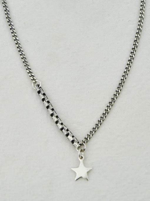SHUI Vintage Sterling Silver With Antique Silver Plated Simplistic Star Necklaces 4