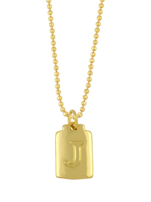 J Brass Geometry Letter Vintage Necklace