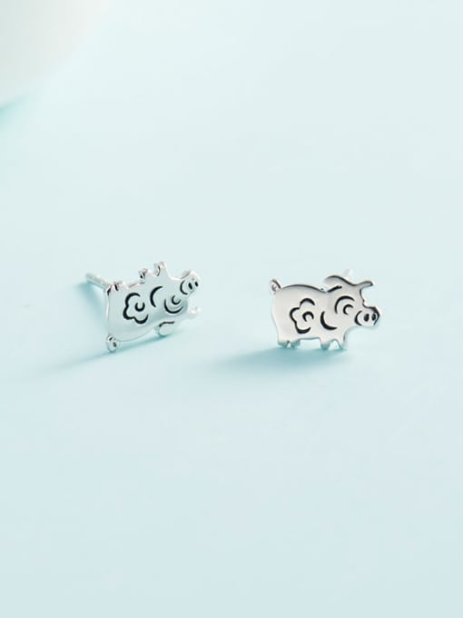 Platinum Earrings 925 Sterling Silver Cute Pig  Pendant Necklace