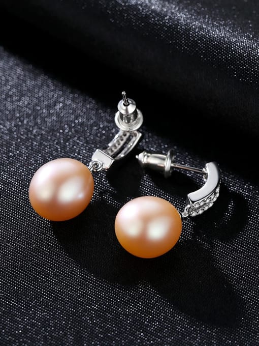 CCUI 925 Sterling Silver with 3A zircon fashion Freshwater Pearl Drop Earring 1
