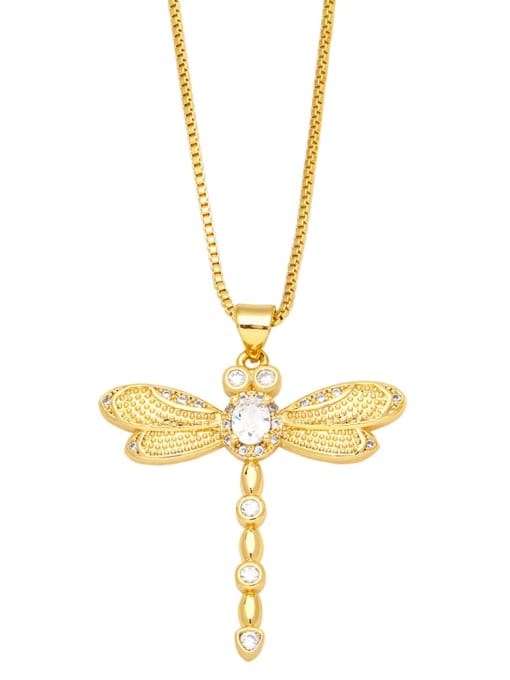 CC Brass Cubic Zirconia Dragonfly Vintage Necklace 2
