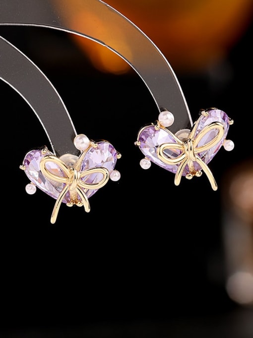Luxu Brass Cubic Zirconia Heart Trend Stud Earring 3
