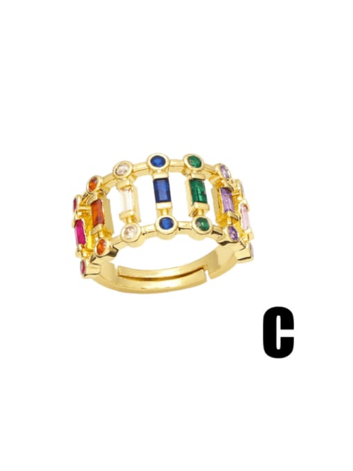 C Brass Cubic Zirconia Rainbow Minimalist Butterfly Stackable Ring