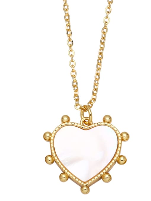 B Brass Shell Heart Vintage Necklace