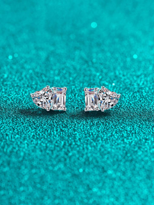 2 carat Maussan diamond (Radian cut) 925 Sterling Silver Moissanite Heart Dainty Stud Earring